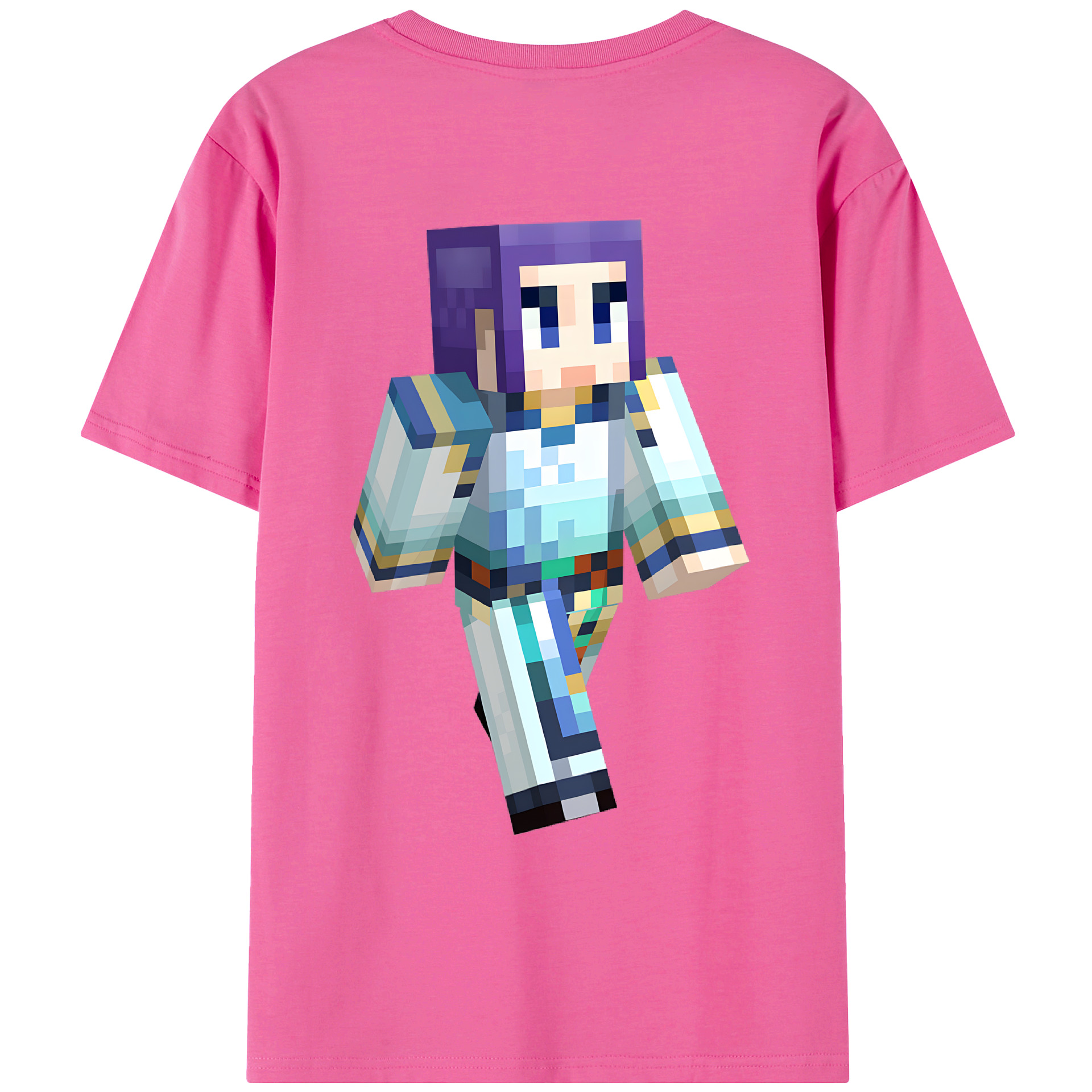 （画像用） マインクラフト ブロックの世界 Minecraft MC Block world レディース半袖Tシャツ(バックプリント)